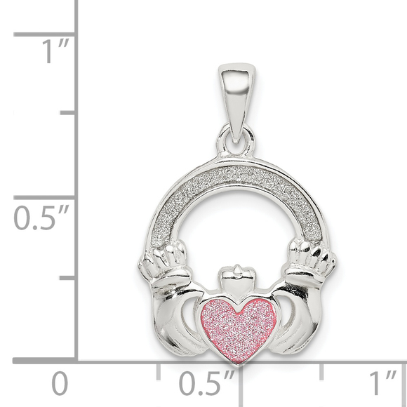 Sterling Silver Glitter Infused Claddagh Pendant - Picture 4 of 4